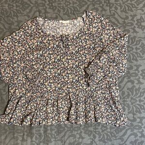 American Eagle Outfitters Multicolor Blue Floral Blouse